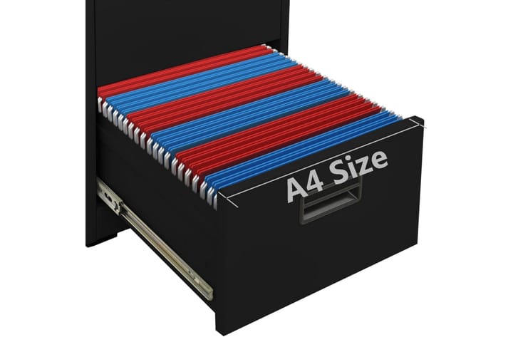 Arkistokaappi musta 46x62x102,5 cm teräs - Musta - Toimistokalusteet - Asiakirjakaappi