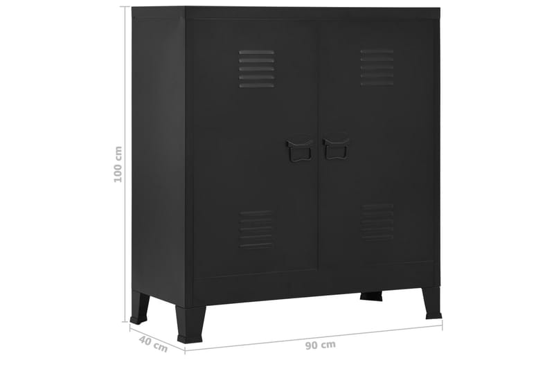 Arkistokaappi teollinen musta 90x40x100 cm teräs - Musta - Säilytys - Kaappi - Säilytyskaappi - Toimistokaappi - Asiakirjakaappi