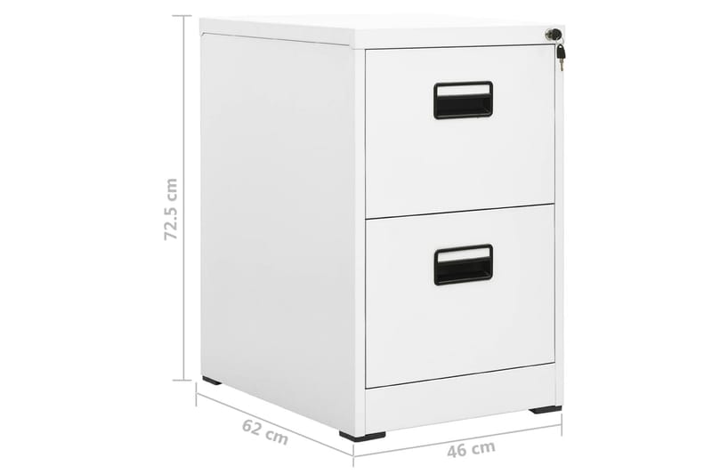 Arkistokaappi valkoinen 46x62x72,5 cm teräs - Valkoinen - Säilytys - Kaappi - Säilytyskaappi - Toimistokaappi - Asiakirjakaappi