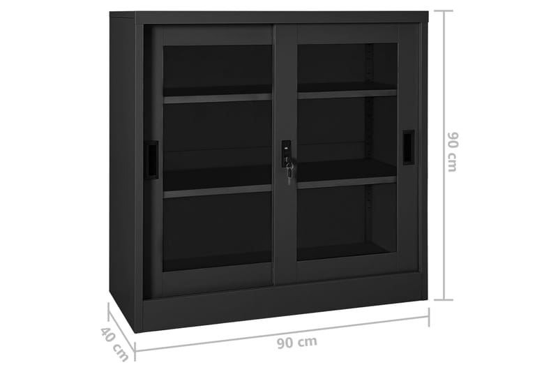 Liukuovikaappi antrasiitti 90x40x90 cm teräs - Säilytys - Kaappi - Säilytyskaappi - Toimistokaappi - Asiakirjakaappi
