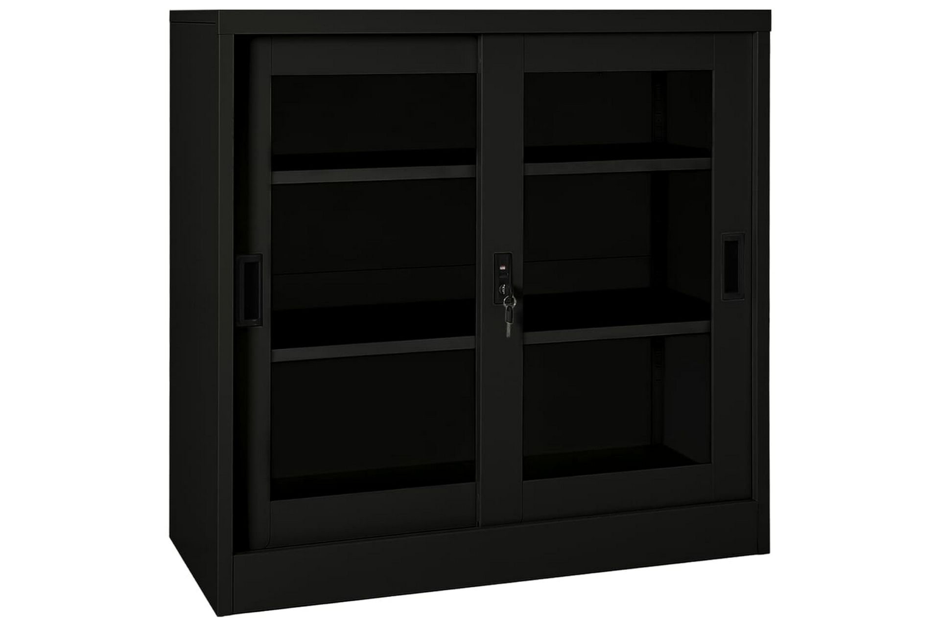 Liukuovikaappi musta 90x40x90 cm teräs - Säilytys - Kaappi - Säilytyskaappi - Toimistokaappi - Asiakirjakaappi