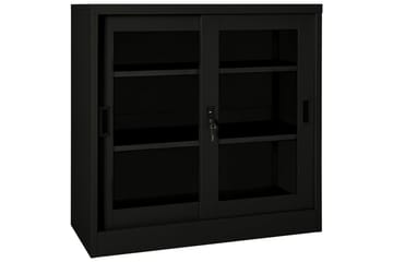 Liukuovikaappi musta 90x40x90 cm teräs - Säilytys - Kaappi - Säilytyskaappi - Toimistokaappi - Asiakirjakaappi