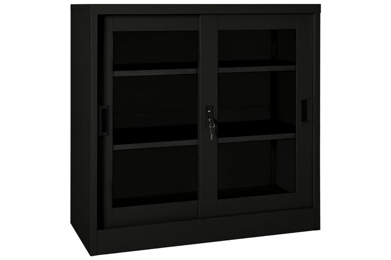 Liukuovikaappi musta 90x40x90 cm teräs - Säilytys - Kaappi - Säilytyskaappi - Toimistokaappi - Asiakirjakaappi