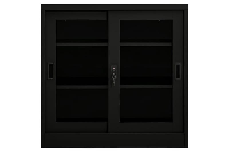 Liukuovikaappi musta 90x40x90 cm teräs - Säilytys - Kaappi - Säilytyskaappi - Toimistokaappi - Asiakirjakaappi