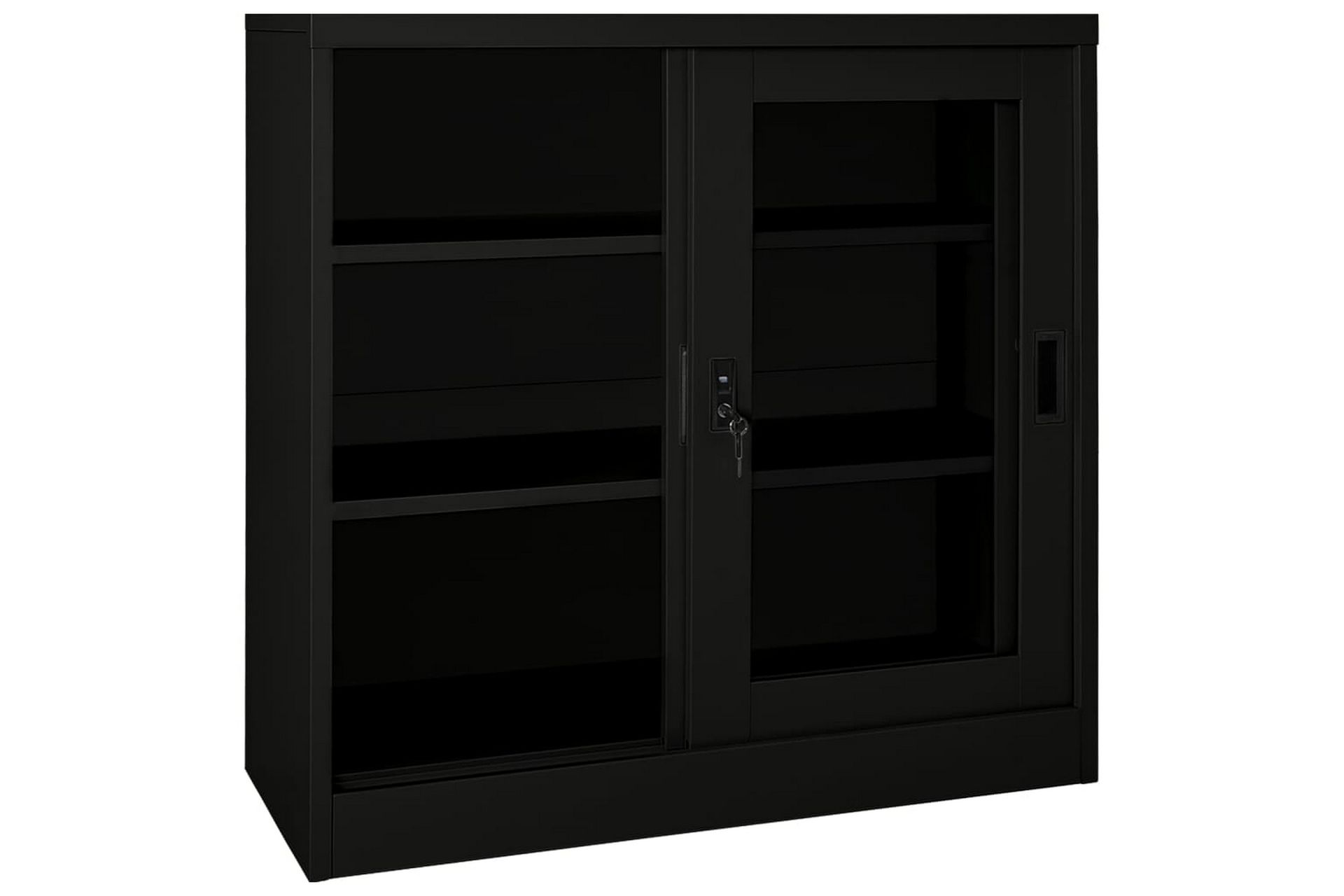 Liukuovikaappi musta 90x40x90 cm teräs - Säilytys - Kaappi - Säilytyskaappi - Toimistokaappi - Asiakirjakaappi