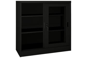 Liukuovikaappi musta 90x40x90 cm teräs - Säilytys - Kaappi - Säilytyskaappi - Toimistokaappi - Asiakirjakaappi