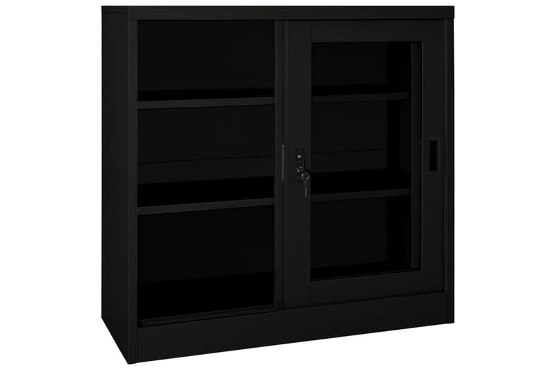 Liukuovikaappi musta 90x40x90 cm teräs - Säilytys - Kaappi - Säilytyskaappi - Toimistokaappi - Asiakirjakaappi