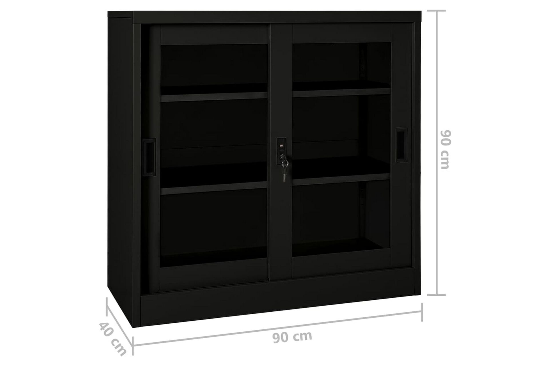 Liukuovikaappi musta 90x40x90 cm teräs - Säilytys - Kaappi - Säilytyskaappi - Toimistokaappi - Asiakirjakaappi