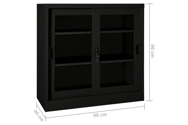 Liukuovikaappi musta 90x40x90 cm teräs - Säilytys - Kaappi - Säilytyskaappi - Toimistokaappi - Asiakirjakaappi