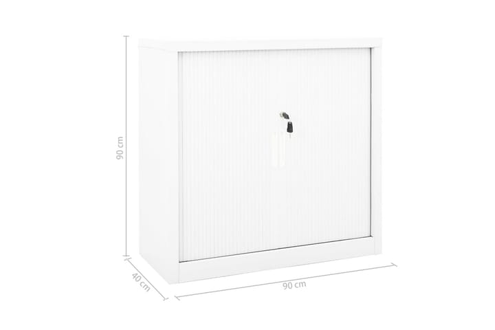 Liukuovikaappi valkoinen 90x40x90 cm teräs - Valkoinen - Asiakirjakaappi - Toimistokalusteet