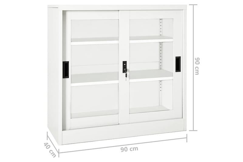 Liukuovikaappi valkoinen 90x40x90 cm teräs - Säilytys - Kaappi - Säilytyskaappi - Toimistokaappi - Asiakirjakaappi