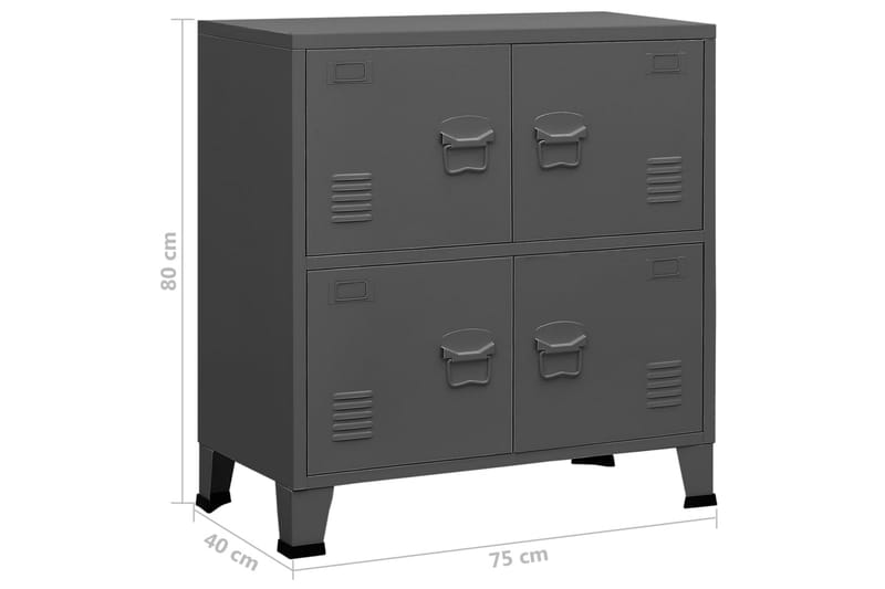 Teollinen arkistokaappi antrasiitti 75x40x80 cm teräs - Antrasiitti - Säilytys - Kaappi - Säilytyskaappi - Toimistokaappi - Asiakirjakaappi