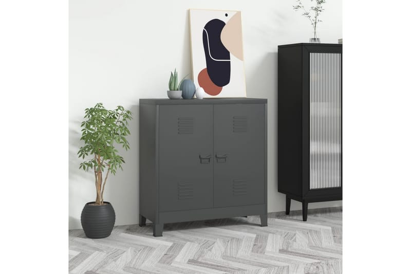 Teollinen arkistokaappi antrasiitti 90x40x100 cm teräs - Antrasiitti - Säilytys - Kaappi - Säilytyskaappi - Toimistokaappi - Asiakirjakaappi