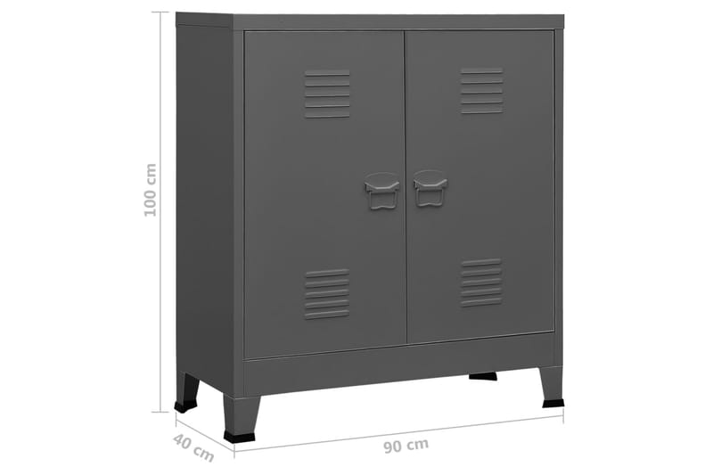 Teollinen arkistokaappi antrasiitti 90x40x100 cm teräs - Antrasiitti - Säilytys - Kaappi - Säilytyskaappi - Toimistokaappi - Asiakirjakaappi