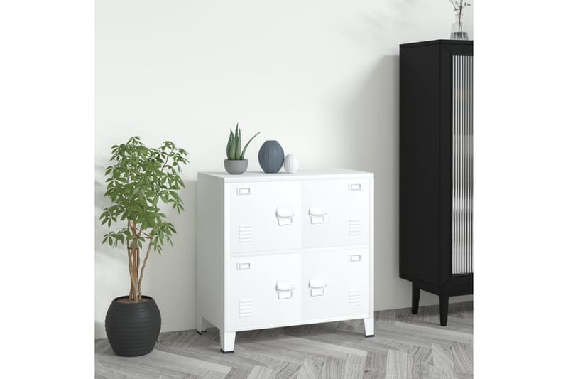 Teollinen arkistokaappi valkoinen 75x40x80 cm teräs - Valkoinen - Säilytys - Kaappi - Säilytyskaappi - Toimistokaappi - Asiakirjakaappi