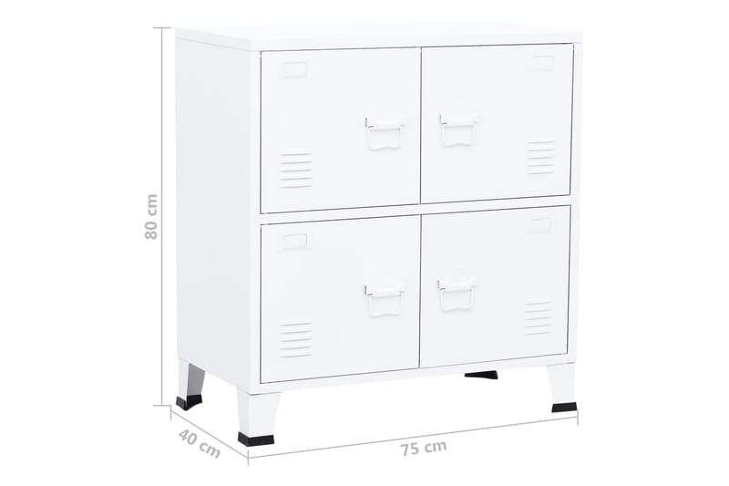 Teollinen arkistokaappi valkoinen 75x40x80 cm teräs - Valkoinen - Säilytys - Kaappi - Säilytyskaappi - Toimistokaappi - Asiakirjakaappi