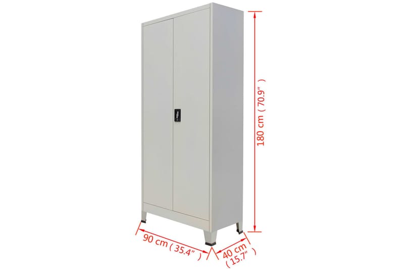Toimistokaappi 2 ovella Teräs 90x40x180 cm Harmaa - Harmaa - Säilytys - Kaappi - Säilytyskaappi - Toimistokaappi - Asiakirjakaappi