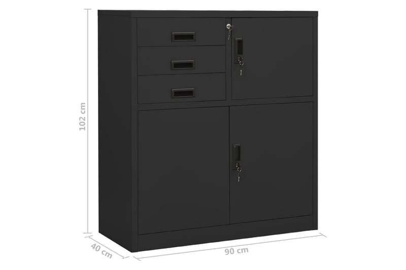 Toimistokaappi antrasiitti 90x40x102 cm teräs - Säilytys - Kaappi - Säilytyskaappi - Toimistokaappi - Asiakirjakaappi