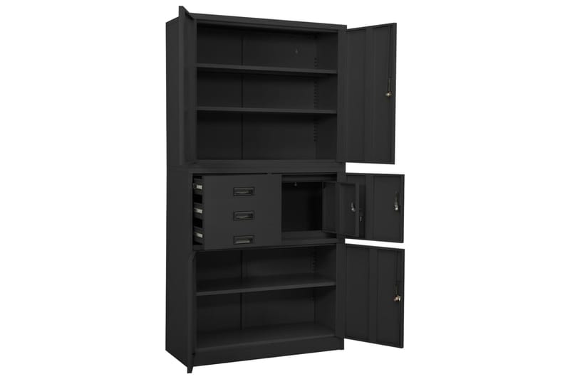 Toimistokaappi antrasiitti 90x40x180 cm teräs - Säilytys - Kaappi - Säilytyskaappi - Toimistokaappi - Asiakirjakaappi