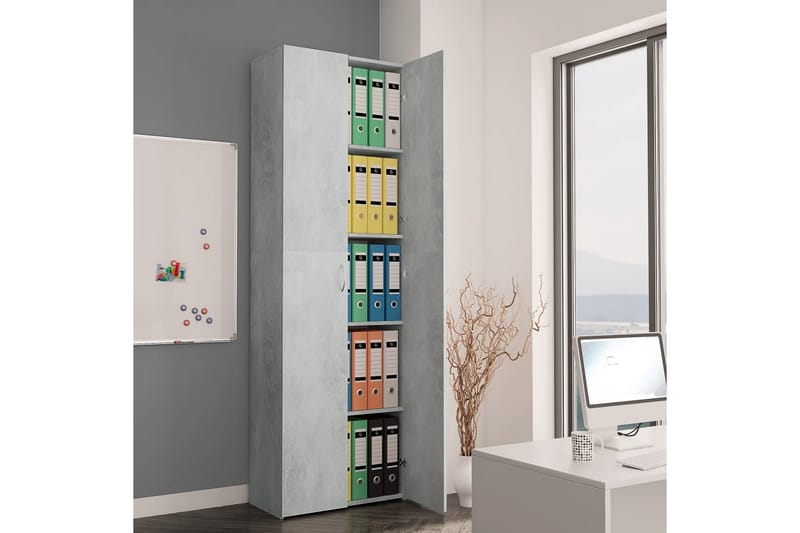 Toimistokaappi betoninharmaa 60x32x190 cm lastulevy - Harmaa - Säilytys - Kaappi - Säilytyskaappi - Toimistokaappi - Asiakirjakaappi