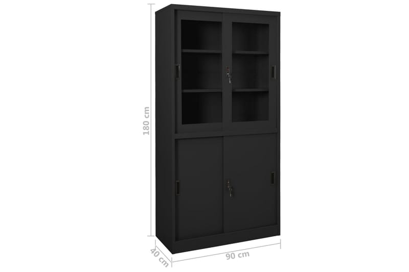 Toimistokaappi liukuovella antrasiitti 90x40x180 cm teräs - Säilytys - Kaappi - Säilytyskaappi - Toimistokaappi - Asiakirjakaappi