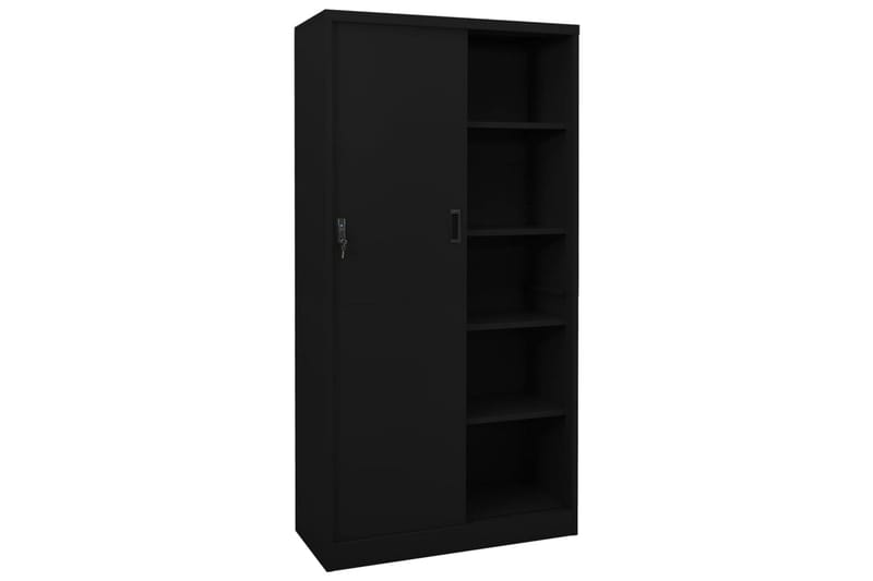 Toimistokaappi liukuovella musta 90x40x180 cm teräs - Säilytys - Kaappi - Säilytyskaappi - Toimistokaappi - Asiakirjakaappi