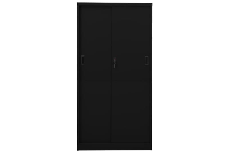 Toimistokaappi liukuovella musta 90x40x180 cm teräs - Säilytys - Kaappi - Säilytyskaappi - Toimistokaappi - Asiakirjakaappi
