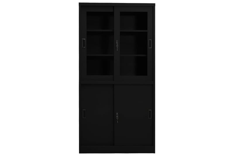 Toimistokaappi liukuovella musta 90x40x180 cm teräs - Säilytys - Kaappi - Säilytyskaappi - Toimistokaappi - Asiakirjakaappi