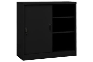 Toimistokaappi liukuovella musta 90x40x90 cm teräs - Musta - Säilytys - Kaappi - Säilytyskaappi - Toimistokaappi - Asiakirjakaappi