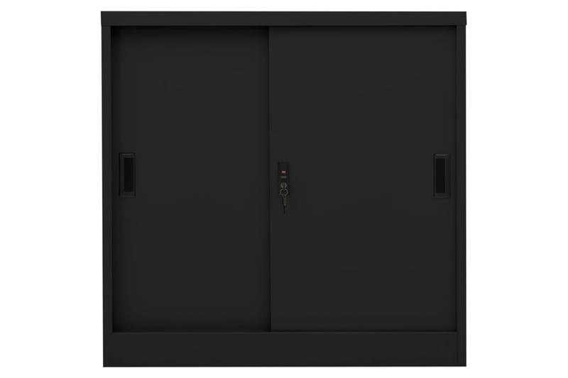 Toimistokaappi liukuovella musta 90x40x90 cm teräs - Musta - Säilytys - Kaappi - Säilytyskaappi - Toimistokaappi - Asiakirjakaappi