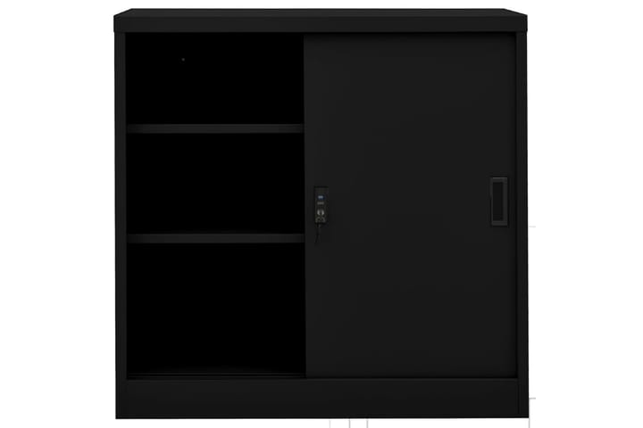 Toimistokaappi liukuovella musta 90x40x90 cm teräs - Musta - Toimistokalusteet - Asiakirjakaappi