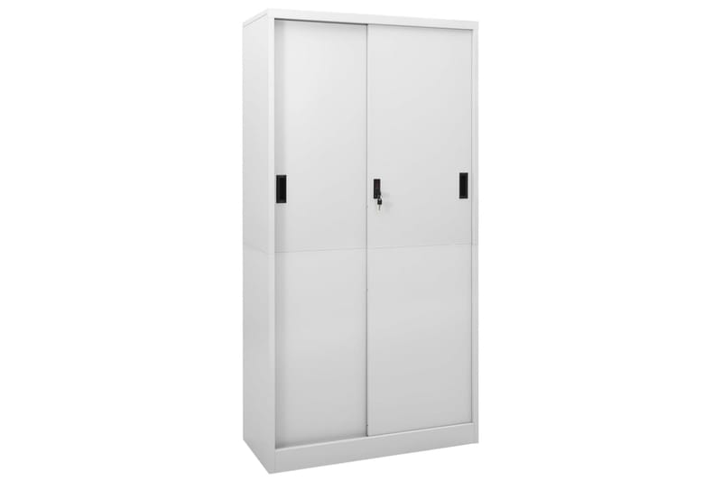 Toimistokaappi liukuovella vaaleanharmaa 90x40x180 cm teräs - Säilytys - Kaappi - Säilytyskaappi - Toimistokaappi - Asiakirjakaappi