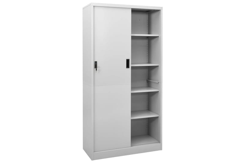 Toimistokaappi liukuovella vaaleanharmaa 90x40x180 cm teräs - Säilytys - Kaappi - Säilytyskaappi - Toimistokaappi - Asiakirjakaappi