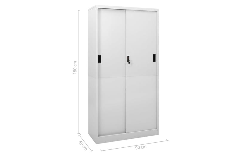 Toimistokaappi liukuovella vaaleanharmaa 90x40x180 cm teräs - Säilytys - Kaappi - Säilytyskaappi - Toimistokaappi - Asiakirjakaappi