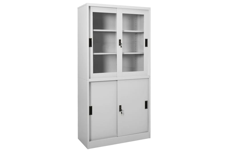 Toimistokaappi liukuovella vaaleanharmaa 90x40x180 cm teräs - Säilytys - Kaappi - Säilytyskaappi - Toimistokaappi - Asiakirjakaappi