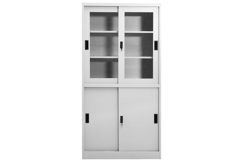 Toimistokaappi liukuovella vaaleanharmaa 90x40x180 cm teräs - Säilytys - Kaappi - Säilytyskaappi - Toimistokaappi - Asiakirjakaappi