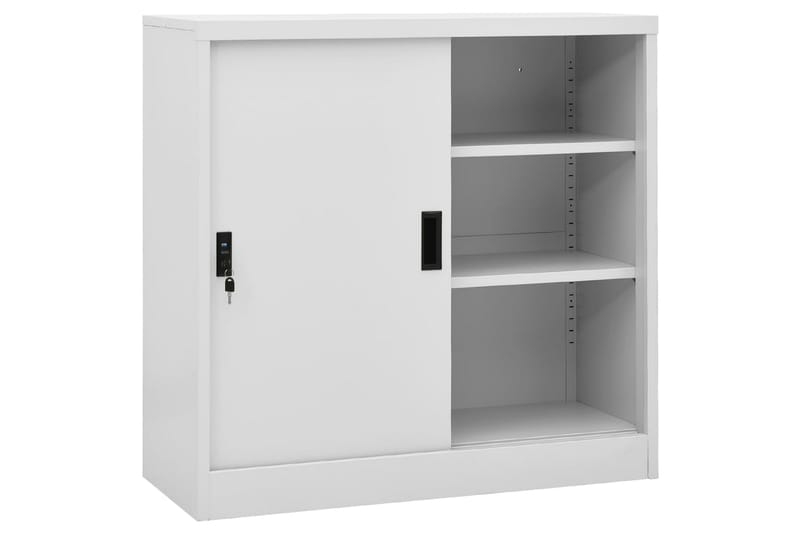 Toimistokaappi liukuovella vaaleanharmaa 90x40x90 cm teräs - Harmaa - Säilytys - Kaappi - Säilytyskaappi - Toimistokaappi - Asiakirjakaappi