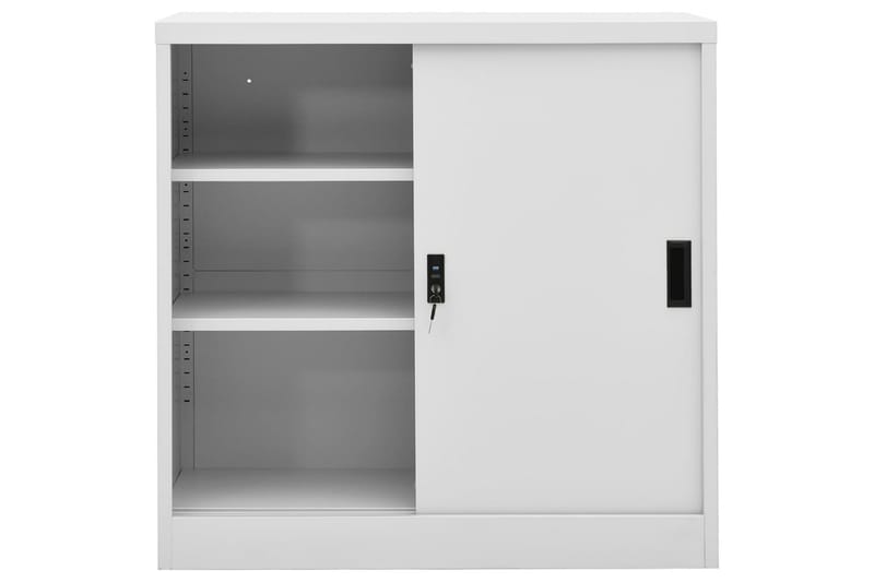 Toimistokaappi liukuovella vaaleanharmaa 90x40x90 cm teräs - Harmaa - Säilytys - Kaappi - Säilytyskaappi - Toimistokaappi - Asiakirjakaappi