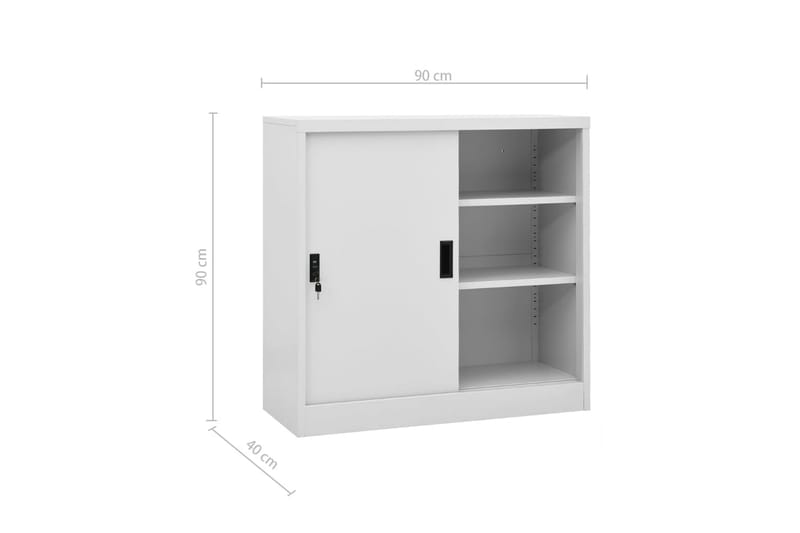 Toimistokaappi liukuovella vaaleanharmaa 90x40x90 cm teräs - Harmaa - Säilytys - Kaappi - Säilytyskaappi - Toimistokaappi - Asiakirjakaappi