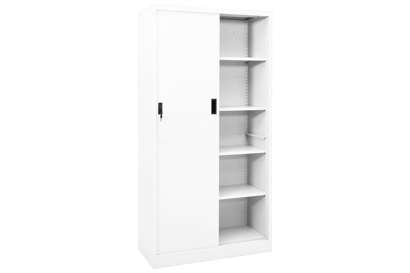 Toimistokaappi liukuovella valkoinen 90x40x180 cm teräs - Säilytys - Kaappi - Säilytyskaappi - Toimistokaappi - Asiakirjakaappi