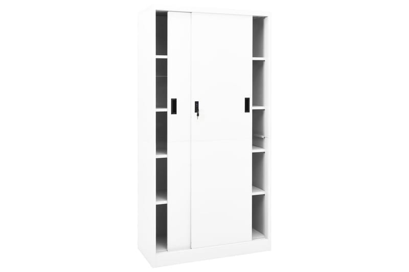 Toimistokaappi liukuovella valkoinen 90x40x180 cm teräs - Säilytys - Kaappi - Säilytyskaappi - Toimistokaappi - Asiakirjakaappi