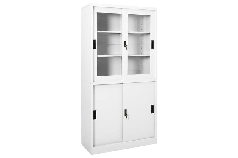 Toimistokaappi liukuovella valkoinen 90x40x180 cm teräs - Säilytys - Kaappi - Säilytyskaappi - Toimistokaappi - Asiakirjakaappi