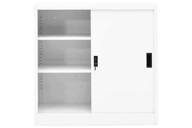 Toimistokaappi liukuovella valkoinen 90x40x90 cm teräs - Säilytys - Kaappi - Säilytyskaappi - Toimistokaappi - Asiakirjakaappi