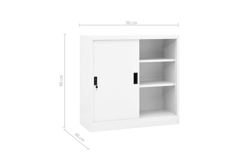 Toimistokaappi liukuovella valkoinen 90x40x90 cm teräs - Säilytys - Kaappi - Säilytyskaappi - Toimistokaappi - Asiakirjakaappi
