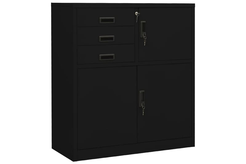 Toimistokaappi musta 90x40x102 cm teräs - Säilytys - Kaappi - Säilytyskaappi - Toimistokaappi - Asiakirjakaappi