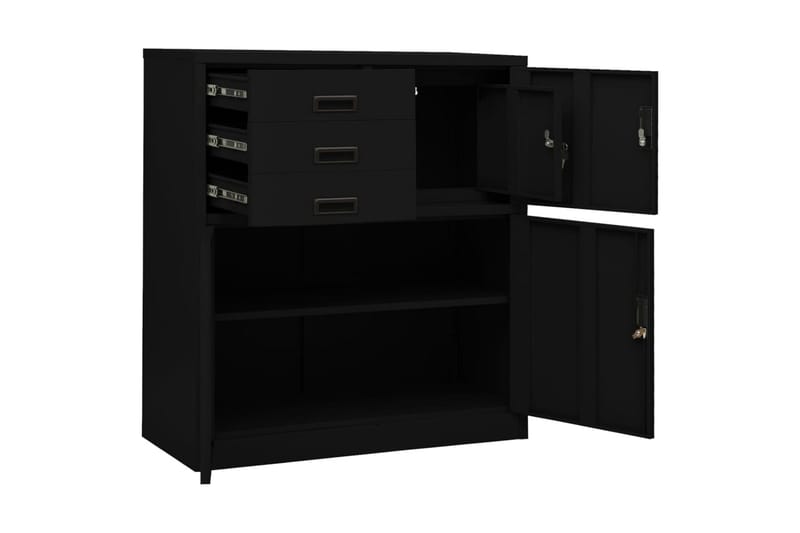 Toimistokaappi musta 90x40x102 cm teräs - Säilytys - Kaappi - Säilytyskaappi - Toimistokaappi - Asiakirjakaappi