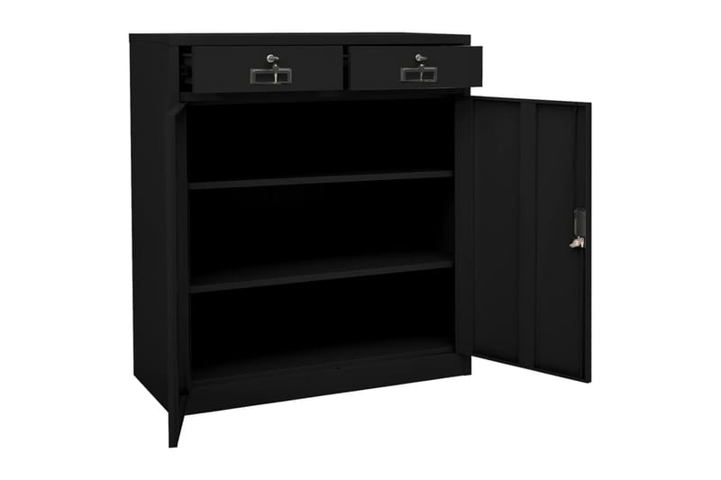 Toimistokaappi musta 90x40x102 cm teräs - Säilytys - Kaappi - Säilytyskaappi - Toimistokaappi - Asiakirjakaappi