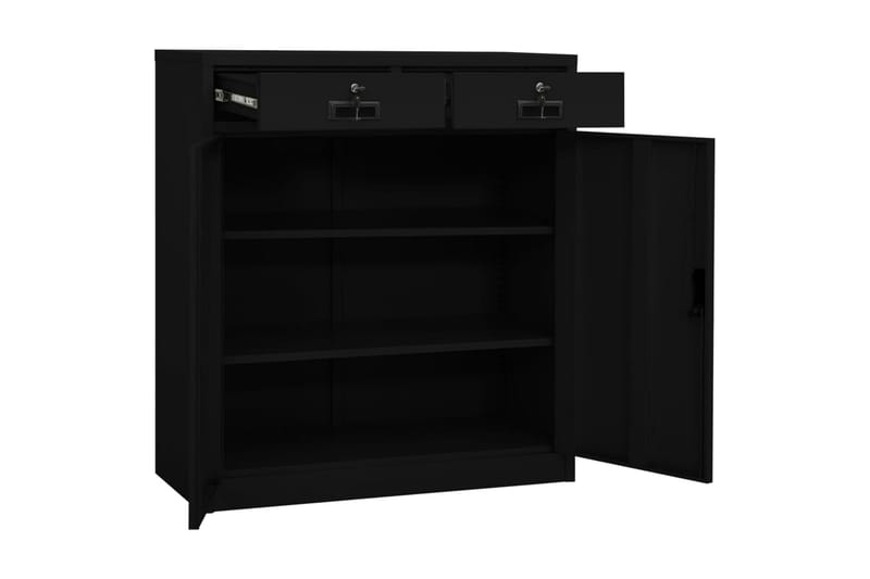 Toimistokaappi musta 90x40x102 cm teräs - Säilytys - Kaappi - Säilytyskaappi - Toimistokaappi - Asiakirjakaappi