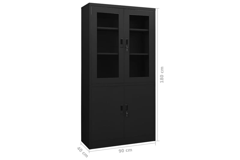 Toimistokaappi musta 90x40x180 cm teräs - Musta - Säilytys - Kaappi - Säilytyskaappi - Toimistokaappi - Asiakirjakaappi