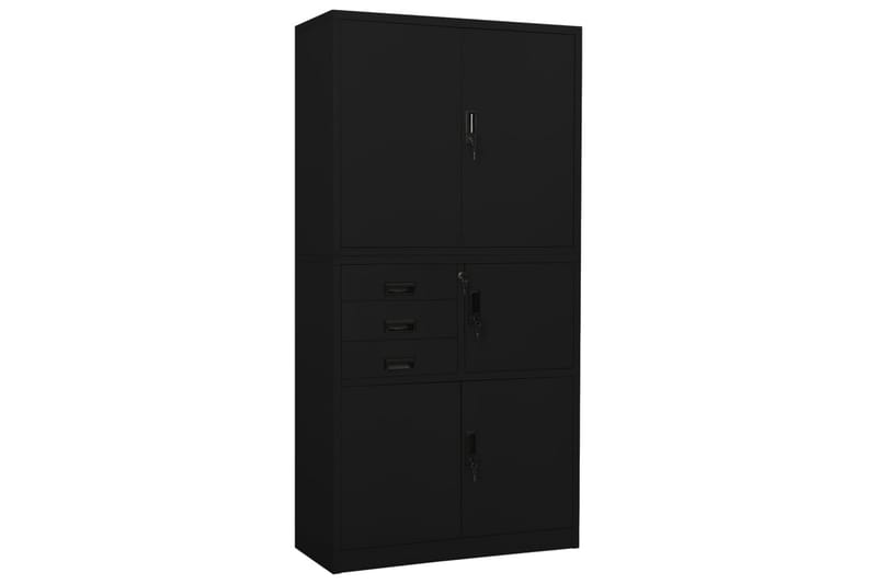Toimistokaappi musta 90x40x180 cm teräs - Säilytys - Kaappi - Säilytyskaappi - Toimistokaappi - Asiakirjakaappi